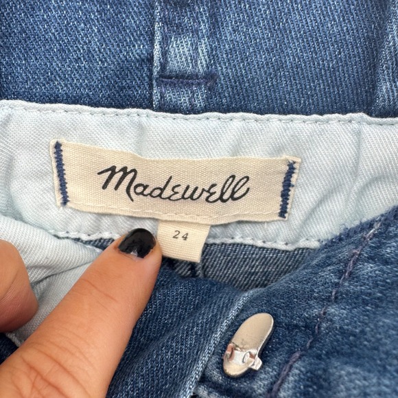 Madewell Wide Leg High Rise Denim Jeans Belted Culottes Medium Wash Size 24 - Picture 5 of 10